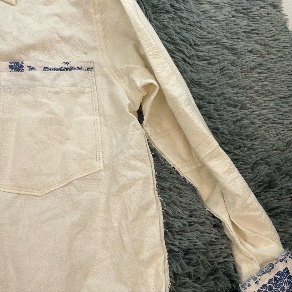 Free People White and Blue Button Down Shirt - Picture 8 of 12